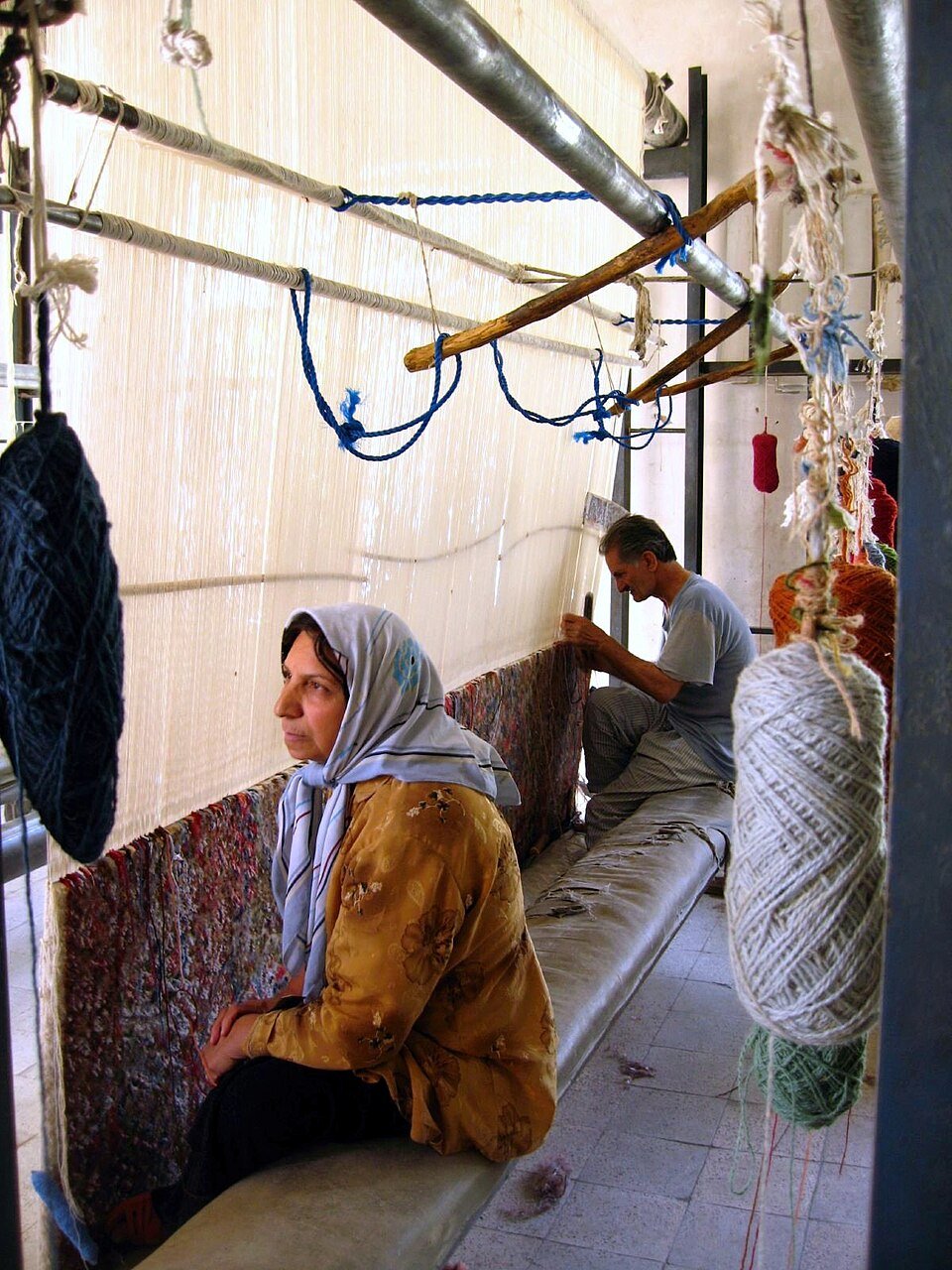 کارگاه قالی‌بافی ماهان کرمان